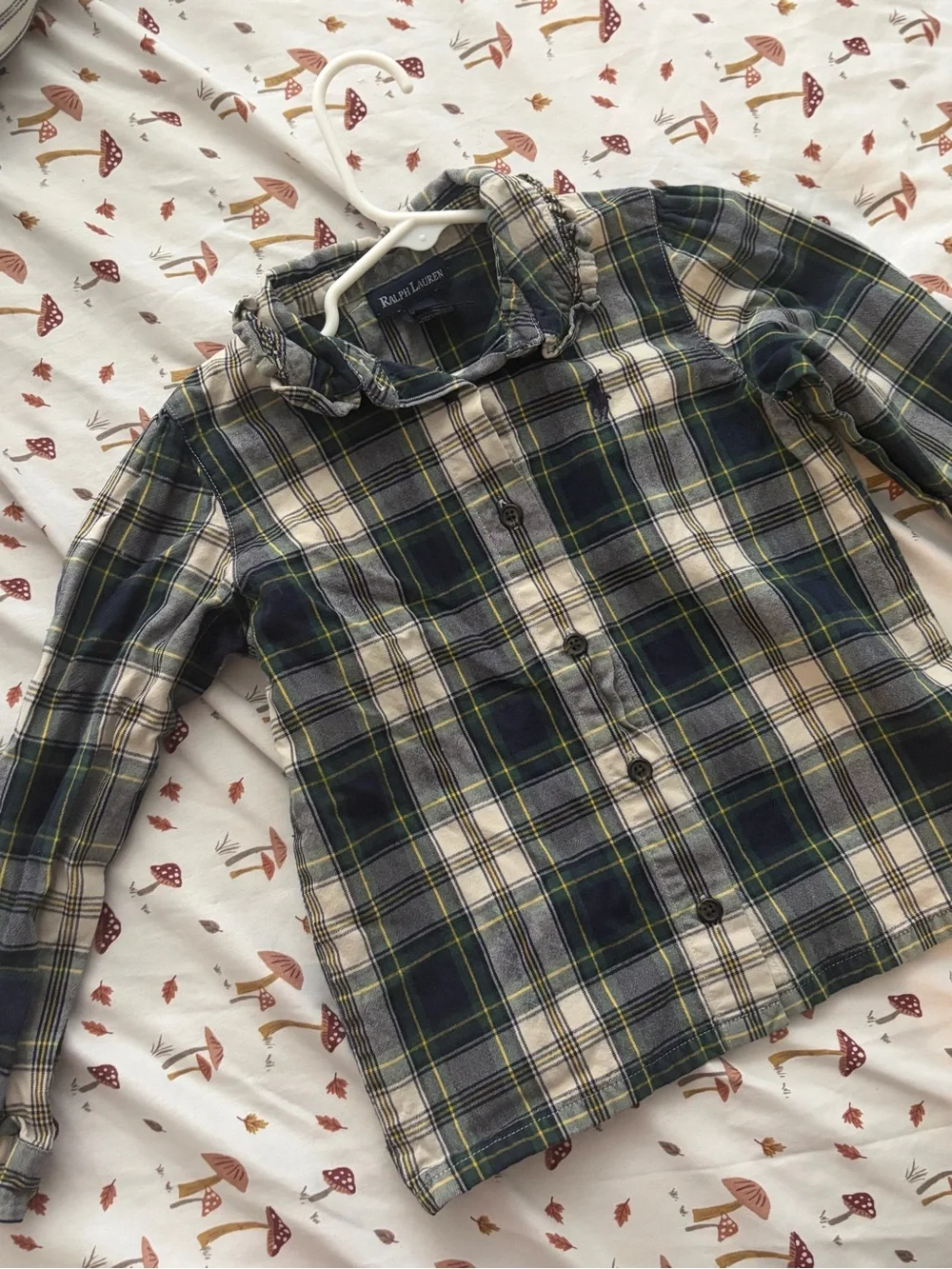 Ralph Lauren Equestrian Tartan  Plaid Navy and Forest Green Long Sleeve